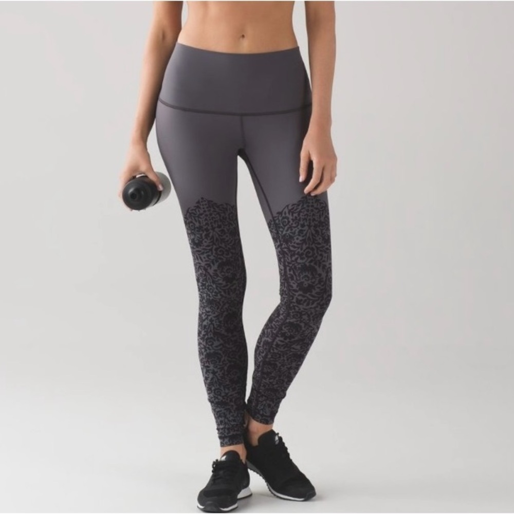 Lululemon Wunder Under Pant Engineered Print Nulux Dark Carbon Black Sz 4